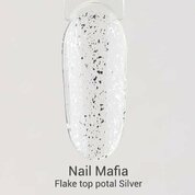 Nail Mafia, Flake top potal - Топ с липким слоем с поталью Silver (15 мл)
