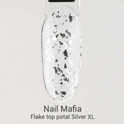 Nail Mafia, Flake top potal - Топ с липким слоем с поталью Silver XL (15 мл)
