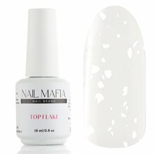 Nail Mafia, Flake top matte - Матовый топ без липкого слоя White (15 мл)