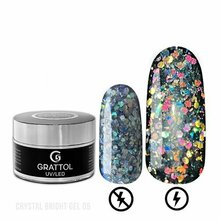 Grattol, Gel Crystal Bright - Гель со светоотражающим глиттером №5 (15 мл)
