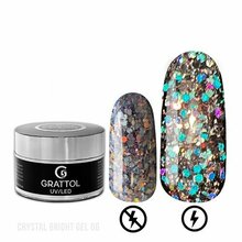 Grattol, Gel Crystal Bright - Гель со светоотражающим глиттером №6 (15 мл)