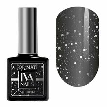 IVA Nails, Asti Silver - Матовый топ с глиттером без липкого слоя (8 ml)