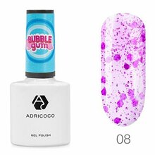 AdriCoco, Гель-лак Bubble gum №08 - Взрывная ежевика (8 мл)