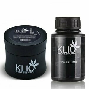 Klio Professional, Набор Extra Rubber Base (шир. горлышко, 30 гр) + Top Coat Brilliant (узк. горлышко, 30 гр)