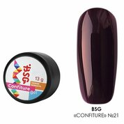 BSG, Жёсткий гель для наращивания Confiture №21 - Лакричная конфета (низкая вязкость, 13 г)