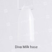 Diva, Milk base - Каучуковая камуфлирующая база для гель-лака, молочно-белая (15 мл.)
