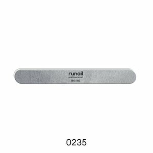 ruNail, Профессиональная пилка для искусственных ногтей, серая, закругленная, 180/180 №0235