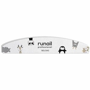 ruNail, Профессиональная пилка для ногтей "Лесные звери" (белая, полукруг, 180/240) №6644