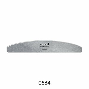 ruNail, Профессиональная пилка для искусственных ногтей, серая, полукруглая, 120/120 №0564