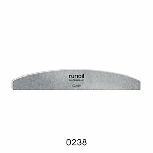 ruNail, Профессиональная пилка для искусственных ногтей, серая, полукруглая, 150/150 №0238