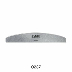 ruNail, Профессиональная пилка для искусственных ногтей, серая, полукруглая, 100/180 №0237