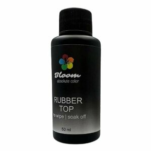 Bloom, Rubber Top No Wipe - Суперглянцевый топ для гель-лака, без липкого слоя (50 мл)