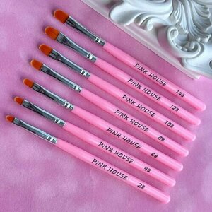 Pink House, Набор кистей овалы розовая ручка (7 шт)
