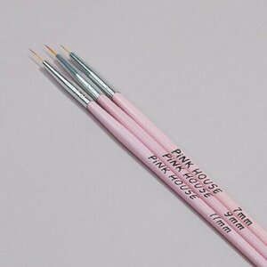 Pink House, Набор тонких кистей розовых деревянная ручка (7-9-11 мм, 3 шт)
