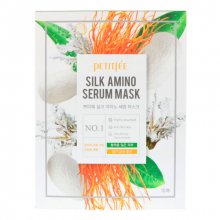 PetitFee, Silk Amino Serum Mask - Маска для лица тканевая с протеинами шелка (1 шт.)