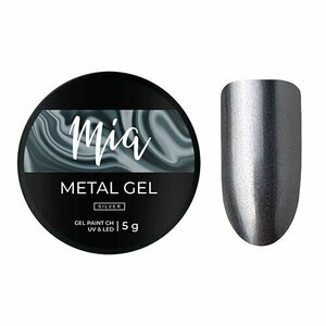 MIA, Гель-краска без липкого слоя Metal gel Silver (5 мл)