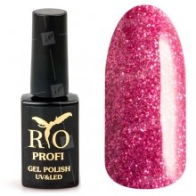 Rio Profi, Гель-лак каучуковый - Розовый с блестками №19 (7мл.)