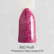 Rio Profi, Гель-лак каучуковый - Розовый с блестками №19 (7мл.)