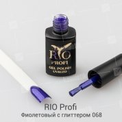 Rio Profi, Гель-лак каучуковый - Фиолетовый с глиттером №68 (7мл.)