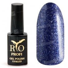Rio Profi, Гель-лак каучуковый - Синий с глиттером №76 (7мл.)