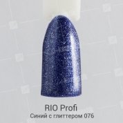 Rio Profi, Гель-лак каучуковый - Синий с глиттером №76 (7мл.)