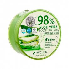 3W CLINIC, Aloe Vera Soothing Gel 98% - Гель увлажняющий универсальный с алоэ вера (300 мл.)