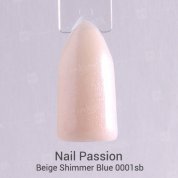Nail Passion, Beige Shimmer Blue - Камуфлирующая каучуковая экстра база 0001sb (10 ml.)
