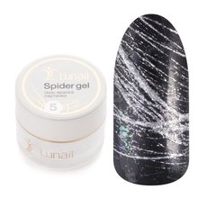 Lunail, Spider gel - Гель-краска паутинка №5 (серебро, 5 мл.)