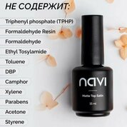 NAVI, Matte Top Satin - Матовый топ для гель-лака без липкого слоя (15 мл)