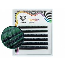 Lovely, Ресницы двухтоновые Creative зеленые 6 линий - mini mix (D 0.07, 10-14 мм.)