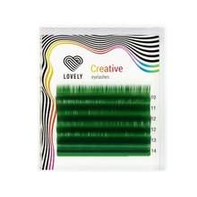 Lovely, Ресницы цветные Creative зеленые 6 линий - mix (D 0.10, 10-14 мм.)