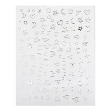 Monami, Металлизированные наклейки - "Сердечки+звезды+месяц" серебро (№438)