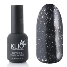 Klio Professional, Top Coat Shine - Топ с серебряным мерцанием №1, без липкого слоя (16 мл.)
