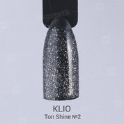 Klio Professional, Top Coat Shine - Топ с серебряно-бронзовым мерцанием №2, без липкого слоя (16 мл.)