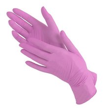 Benovy, Перчатки нитриловые текстурированные на пальцах розовые (L, 100 шт.)