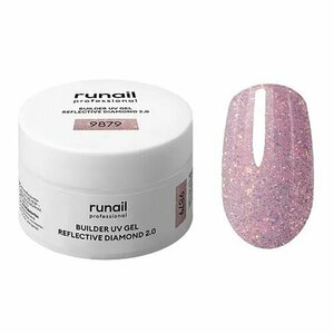 ruNail, Builder UV Gel Reflective Diamond 2.0 - Моделирующий УФ-гель светоотражающий №9879 (15 г)