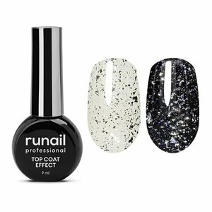 ruNail, Top Coat Effect Silver Potal - Топ без липкого слоя с поталью №9908 (9 мл)