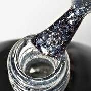 ruNail, Top Coat Effect Silver Potal - Топ без липкого слоя с поталью №9908 (9 мл)