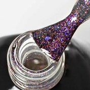 ruNail, Top Coat Effect Purple Aurora - Топ без липкого слоя с поталью №9909 (9 мл)