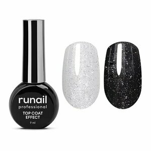 ruNail, Top Coat Effect Silver Shine - Топ без липкого слоя с поталью №9911 (9 мл)