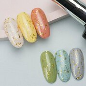 IVA nails, Gold Flares - Топ с золотой поталью без липкого слоя (8 мл)
