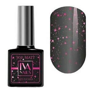 IVA Nails, Asti Fuchsia - Матовый топ с глиттером без липкого слоя (8 ml)