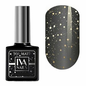 IVA Nails, Asti Gold - Матовый топ с глиттером без липкого слоя (8 ml)
