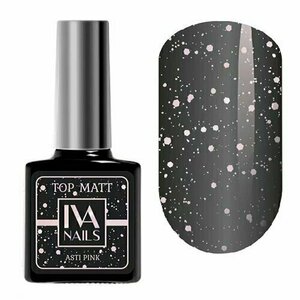 IVA Nails, Asti Pink - Матовый топ с глиттером без липкого слоя (8 ml)
