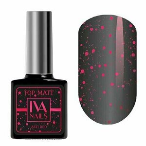 IVA Nails, Asti Red - Матовый топ с глиттером без липкого слоя (8 ml)