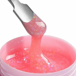 ADRICOCO, Гель для наращивания камуфлирующий с глиттером - Chic Gel №2 пудровый шик (15 мл)