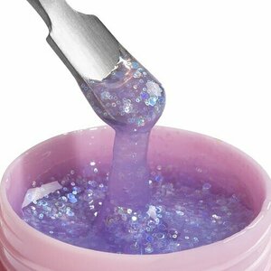 ADRICOCO, Гель для наращивания камуфлирующий с глиттером - Chic Gel №5 лавандовый шик (15 мл)
