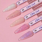 ADRICOCO, Гель для наращивания камуфлирующий с глиттером - Chic Gel №5 лавандовый шик (15 мл)