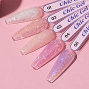ADRICOCO, Гель для наращивания камуфлирующий с глиттером - Chic Gel №5 лавандовый шик (15 мл)