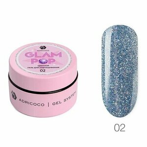 ADRICOCO, Жесткий светоотражающий гель для наращивания - Glam Pop №2 голубая звезда (15 мл)